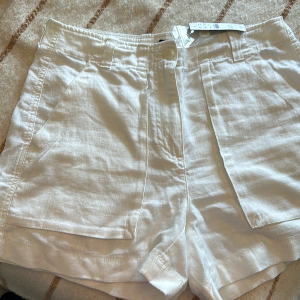 White linen shorts